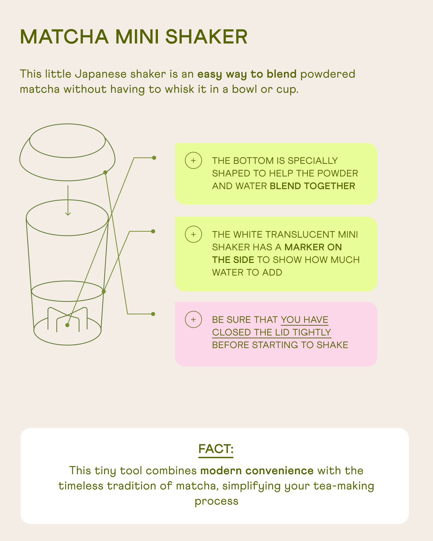 Matcha mini shaker is a Japanese tool that helps to blend matcha powder