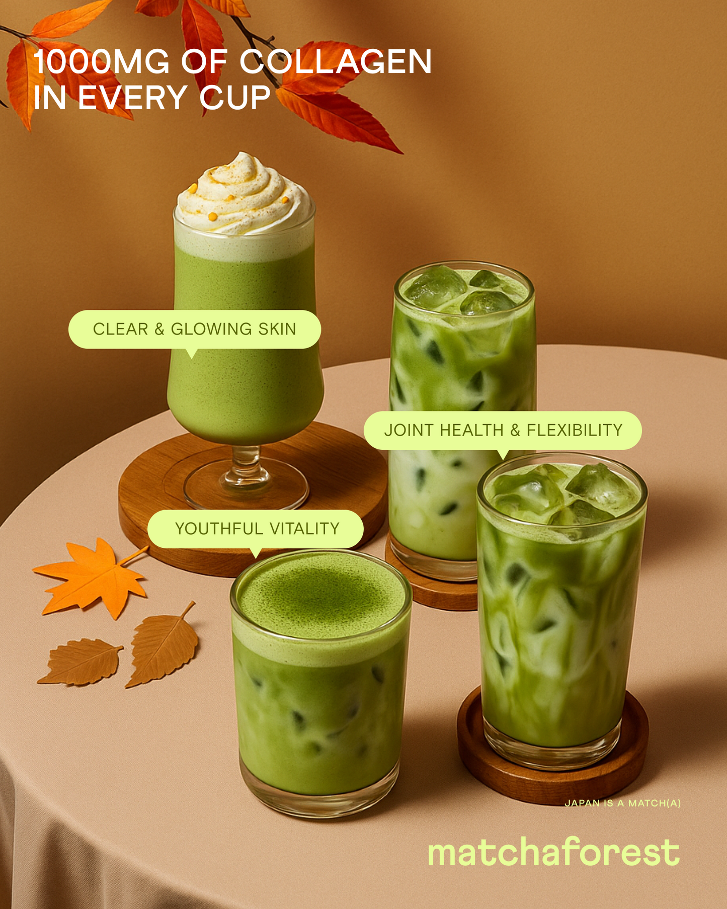 Momiji Matcha Latte 3-in-1 Set | Japanese Matcha with Marine Collagen