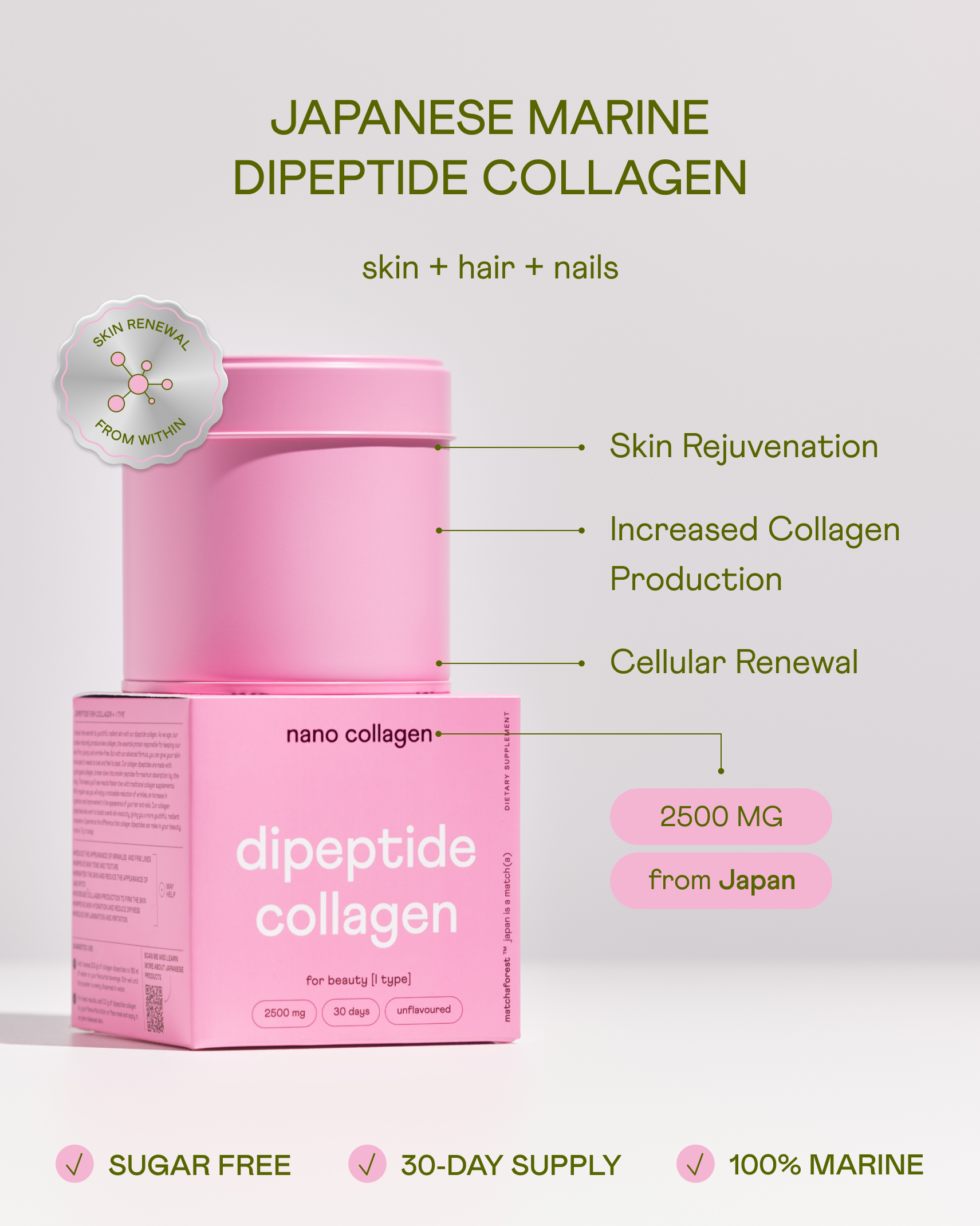 Marine Dipeptide Collagen Powder for Beauty — Box – MatchaForest-tea